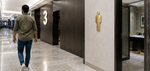 DUROSIGN WASHROOM SIGN FOR MEN - STAINLESS STEEL GOLD BRUSH FINISH CUTOUT WITH ACRYLIC BACKING