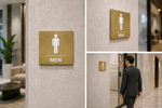 DUROSIGN WASHROOM SIGN  FOR MEN - STAINLESS STEEL GOLD BRUSH FINISH