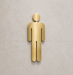 DUROSIGN WASHROOM SIGN FOR MEN - STAINLESS STEEL GOLD BRUSH FINISH CUTOUT WITH ACRYLIC BACKING
