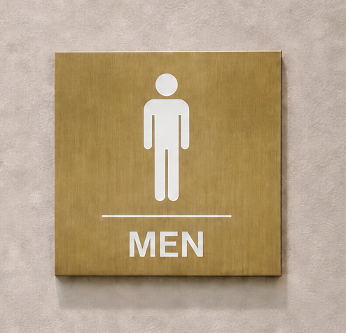 DUROSIGN WASHROOM SIGN  FOR MEN - STAINLESS STEEL GOLD BRUSH FINISH