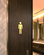 DUROSIGN WASHROOM SIGN FOR MEN - STAINLESS STEEL GOLD HIGH GLOSS FINISH CUTOUT WITH ACRYLIC BACKING
