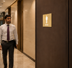 DUROSIGN WASHROOM SIGN FOR MEN - STAINLESS STEEL GOLD HIGH GLOSS FINISH
