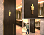 DUROSIGN WASHROOM SIGN FOR MEN - STAINLESS STEEL GOLD HIGH GLOSS FINISH CUTOUT WITH ACRYLIC BACKING