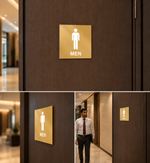 DUROSIGN WASHROOM SIGN FOR MEN - STAINLESS STEEL GOLD HIGH GLOSS FINISH