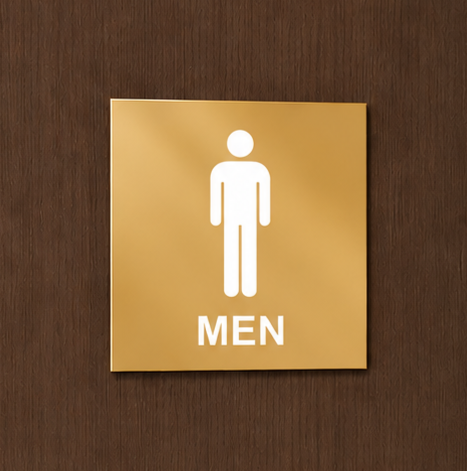 DUROSIGN WASHROOM SIGN FOR MEN - STAINLESS STEEL GOLD HIGH GLOSS FINISH