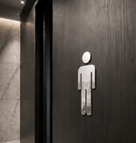 DUROSIGN WASHROOM SIGN FOR MEN - STAINLESS STEEL HIGH GLOSS FINISH CUTOUT WITH  ACRYLIC BACKING