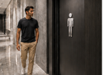 DUROSIGN WASHROOM SIGN FOR MEN - STAINLESS STEEL HIGH GLOSS FINISH CUTOUT WITH  ACRYLIC BACKING