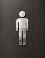 DUROSIGN WASHROOM SIGN FOR MEN - STAINLESS STEEL HIGH GLOSS FINISH CUTOUT WITH  ACRYLIC BACKING