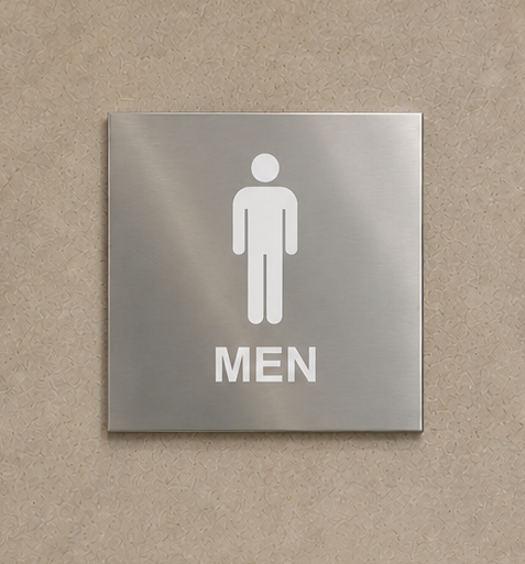 DUROSIGN WASHROOM SIGN FOR MEN - STAINLESS STEEL HIGH GLOSS FINISH