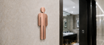 DUROSIGN WASHROOM SIGN FOR MEN - STAINLESS STEEL ROSE GOLD BRUSH FINISH CUTOUT WITH  ACRYLIC BACKING