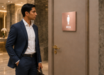 DUROSIGN WASHROOM SIGN FOR MEN - STAINLESS STEEL ROSE GOLD BRUSH FINISH