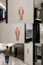DUROSIGN WASHROOM SIGN FOR MEN - STAINLESS STEEL ROSE GOLD BRUSH FINISH CUTOUT WITH  ACRYLIC BACKING