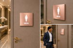 DUROSIGN WASHROOM SIGN FOR MEN - STAINLESS STEEL ROSE GOLD BRUSH FINISH