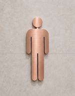 DUROSIGN WASHROOM SIGN FOR MEN - STAINLESS STEEL ROSE GOLD BRUSH FINISH CUTOUT WITH  ACRYLIC BACKING