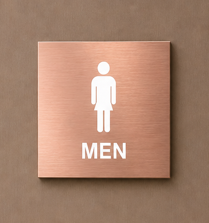 DUROSIGN WASHROOM SIGN FOR MEN - STAINLESS STEEL ROSE GOLD BRUSH FINISH