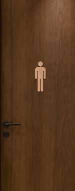 DUROSIGN WASHROOM SIGN FOR MEN - STAINLESS STEEL ROSE GOLD HIGH GLOSS FINISH CUTOUT WITH  ACRYLIC BACKING
