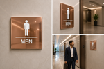 DUROSIGN WASHROOM SIGN FOR MEN - STAINLESS STEEL ROSE GOLD HIGH GLOSS FINISH