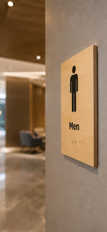 DUROSIGN MEN WITH PICTOGRAM ECO-FRIENDLY-SIGN | 6MM WOODEN FINISH MATERIAL | HIGH RESOLUTION PRINT GRAPHICS | STRONG MOUNTING | SELF ADHESIVE | OUTDOOR | INDOOR | WALL | ECO-FRIENDLY-SIGN BY DUROSIGN