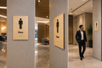 DUROSIGN MEN WITH PICTOGRAM ECO-FRIENDLY-SIGN | 6MM WOODEN FINISH MATERIAL | HIGH RESOLUTION PRINT GRAPHICS | STRONG MOUNTING | SELF ADHESIVE | OUTDOOR | INDOOR | WALL | ECO-FRIENDLY-SIGN BY DUROSIGN