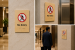 DUROSIGN NO ENTRY WITH PICTOGRAM ECO-FRIENDLY-SIGN | 6MM WOODEN FINISH MATERIAL | HIGH RESOLUTION PRINT GRAPHICS | STRONG MOUNTING | SELF ADHESIVE | OUTDOOR | INDOOR | WALL | ECO-FRIENDLY-SIGN BY DUROSIGN