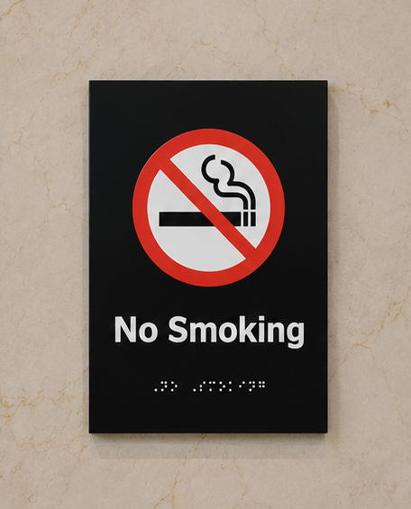 DUROSIGN NO SMOKING WITH PICTOGRAM BRAILLE SIGN | 5 MM ACRYLIC SIGN | HIGH RESOLUTION PRINT MEDIA | STRONG MOUNTING | SELF ADHESIVE | OUTDOOR | INDOOR | WALL | BRAILLE SIGN BY DUROSIGN