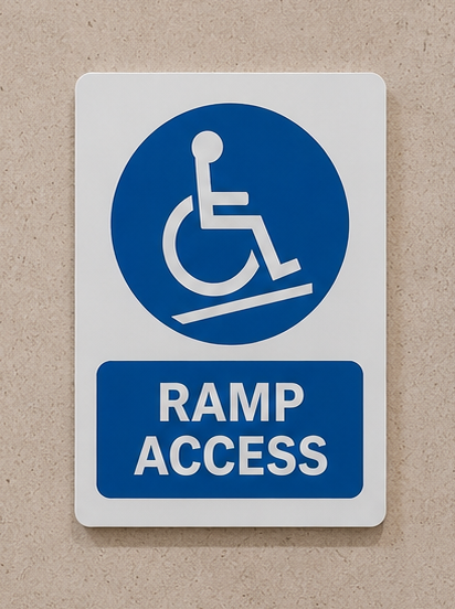 DUROSIGN RAMP ACCESS | 5 MM ACRYLIC SIGN | HIGH RESOLUTION PRINT MEDIA | STRONG MOUNTING | SELF ADHESIVE | OUTDOOR | INDOOR | WALL | SIGN BY DUROSIGN
