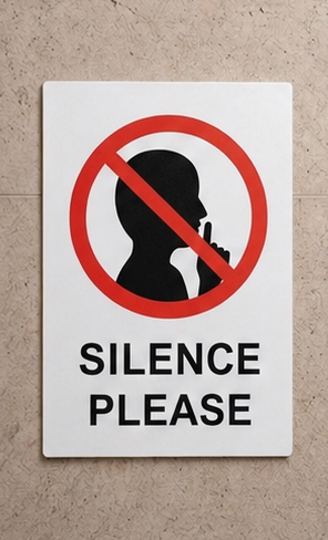 DUROSIGN SILENCE PLEASE | 5 MM ACRYLIC SIGN | HIGH RESOLUTION PRINT MEDIA | STRONG MOUNTING | SELF ADHESIVE | OUTDOOR | INDOOR | WALL | SIGN BY DUROSIGN
