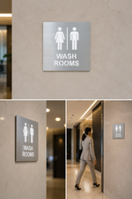DUROSIGN WASHROOM SIGN FOR UNISEX - STAINLESS STEEL BRUSH FINISH