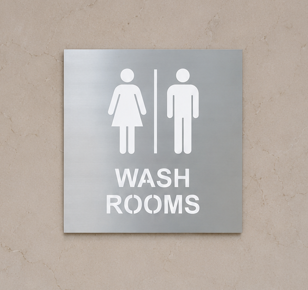 DUROSIGN WASHROOM SIGN FOR UNISEX - STAINLESS STEEL BRUSH FINISH