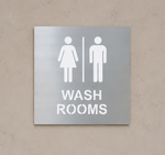 DUROSIGN WASHROOM SIGN FOR UNISEX - STAINLESS STEEL BRUSH FINISH