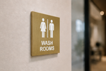 DUROSIGN WASHROOM SIGN UNISEX - STAINLESS STEEL GOLD BRUSH FINISH
