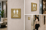 DUROSIGN WASHROOM SIGN UNISEX - STAINLESS STEEL GOLD BRUSH FINISH
