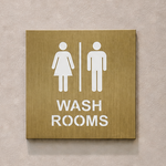 DUROSIGN WASHROOM SIGN UNISEX - STAINLESS STEEL GOLD BRUSH FINISH