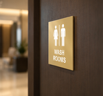 DUROSIGN WASHROOM SIGN FOR UNISEX - STAINLESS STEEL GOLD HIGH GLOSS FINISH