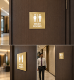 DUROSIGN WASHROOM SIGN FOR UNISEX - STAINLESS STEEL GOLD HIGH GLOSS FINISH