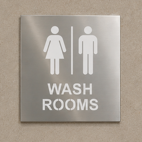DUROSIGN WASHROOM SIGN FOR UNISEX - STAINLESS STEEL HIGH GLOSS FINISH