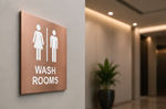 DUROSIGN WASHROOM SIGN FOR UNISEX - STAINLESS STEEL ROSE GOLD BRUSH FINISH