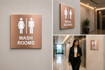 DUROSIGN WASHROOM SIGN FOR UNISEX - STAINLESS STEEL ROSE GOLD BRUSH FINISH