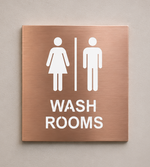 DUROSIGN WASHROOM SIGN FOR UNISEX - STAINLESS STEEL ROSE GOLD BRUSH FINISH