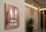 DUROSIGN WASHROOM SIGN FOR UNISEX - STAINLESS STEEL ROSE GOLD HIGH GLOSS FINISH