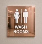 DUROSIGN WASHROOM SIGN FOR UNISEX - STAINLESS STEEL ROSE GOLD HIGH GLOSS FINISH