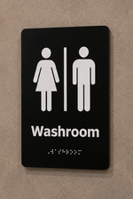 DUROSIGN UNISEX WASHROOM WITH PICTOGRAM BRAILLE SIGN | 5 MM ACRYLIC SIGN | HIGH RESOLUTION PRINT MEDIA | STRONG MOUNTING | SELF ADHESIVE | OUTDOOR | INDOOR | WALL | BRAILLE SIGN BY DUROSIGN