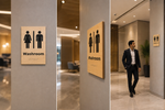 DUROSIGN UNISEX WASHROOM WITH PICTOGRAM ECO-FRIENDLY-SIGN | 6MM WOODEN FINISH MATERIAL | HIGH RESOLUTION PRINT GRAPHICS | STRONG MOUNTING | SELF ADHESIVE | OUTDOOR | INDOOR | WALL | ECO-FRIENDLY-SIGN BY DUROSIGN