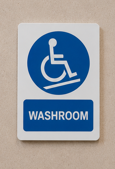 DUROSIGN WASHROOM WITH DISABLE PICTOGRAM | 5 MM ACRYLIC SIGN | HIGH RESOLUTION PRINT MEDIA | STRONG MOUNTING | SELF ADHESIVE | OUTDOOR | INDOOR | WALL | SIGN BY DUROSIGN