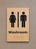 DUROSIGN UNISEX WASHROOM WITH PICTOGRAM ECO-FRIENDLY-SIGN | 6MM WOODEN FINISH MATERIAL | HIGH RESOLUTION PRINT GRAPHICS | STRONG MOUNTING | SELF ADHESIVE | OUTDOOR | INDOOR | WALL | ECO-FRIENDLY-SIGN BY DUROSIGN