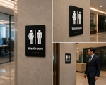 DUROSIGN UNISEX WASHROOM WITH PICTOGRAM BRAILLE SIGN | 5 MM ACRYLIC SIGN | HIGH RESOLUTION PRINT MEDIA | STRONG MOUNTING | SELF ADHESIVE | OUTDOOR | INDOOR | WALL | BRAILLE SIGN BY DUROSIGN