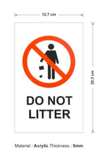 DUROSIGN DO NOT LITTER | 5 MM ACRYLIC SIGN | HIGH RESOLUTION PRINT MEDIA | STRONG MOUNTING | SELF ADHESIVE | OUTDOOR | INDOOR | WALL | SIGN BY DUROSIGN