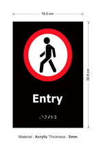DUROSIGN ENTRY WITH PICTOGRAM BRAILLE SIGN | 5 MM ACRYLIC SIGN | HIGH RESOLUTION PRINT MEDIA | STRONG MOUNTING | SELF ADHESIVE | OUTDOOR | INDOOR | WALL | BRAILLE SIGN BY DUROSIGN