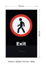 DUROSIGN EXIT WITH PICTOGRAM BRAILLE SIGN | 5 MM ACRYLIC SIGN | HIGH RESOLUTION PRINT MEDIA | STRONG MOUNTING | SELF ADHESIVE | OUTDOOR | INDOOR | WALL | BRAILLE SIGN BY DUROSIGN