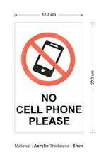 DUROSIGN NO CELL PHONE PLEASE | 5 MM ACRYLIC SIGN | HIGH RESOLUTION PRINT MEDIA | STRONG MOUNTING | SELF ADHESIVE | OUTDOOR | INDOOR | WALL | SIGN BY DUROSIGN